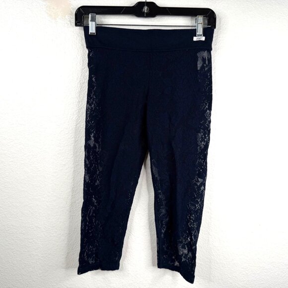 Abercrombie & Fitch Pants - Abercrombie Fitch Women's Perfect Stretch Sheer Lace Capris Navy Blue Sz M